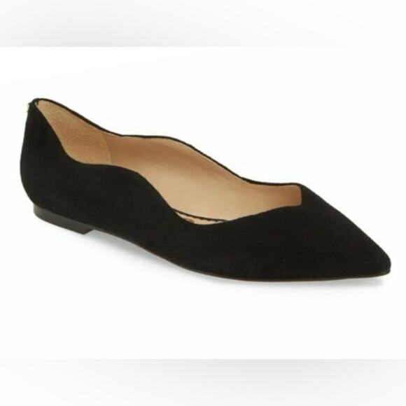 Sam Edelman Riza Black Suede Leather Pointed Toe Flats Size 6 - Picture 1 of 7